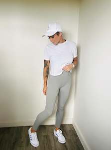 Rib knit high waist light grey leggings