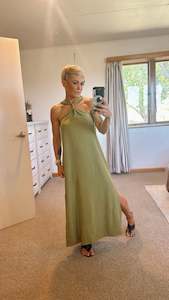 Womenswear: Green twist neck maxi dress