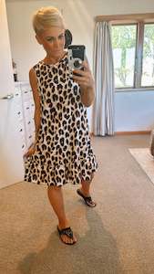 Bow back leopard print frill dress