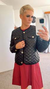 Womenswear: Quilted gold button detail jacket