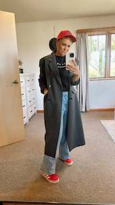 Womenswear: Double breasted long dark grey coat