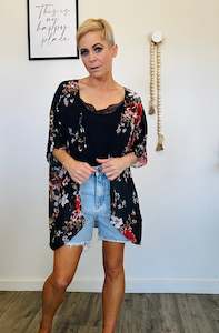 Womenswear: Chiffon floral print kimono