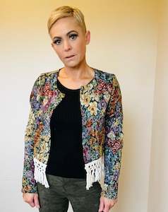 Womenswear: Fringe hem floral print jacket