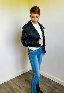 Womenswear: Refuge black oversized lapel cropped jacket