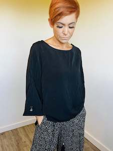 Black flute sleeve top