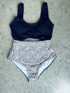 Dalmatian print cut out one piece swimsuit