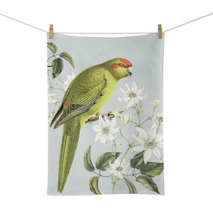 Tea Towel- kākāriki/New Zealand parakeet