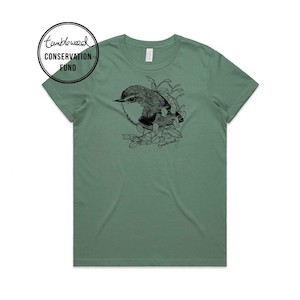 Titipounamu Rifleman T-Shirt- sage, womens