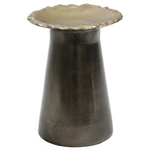 Candle Holders: Aluminium Brocken Rim Candlestick 19cm