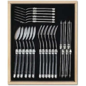 Black Laguiole 24 Cutlery Set Gift Box