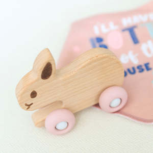 Baby Pink Bunny Beechwood & Silicone Toy