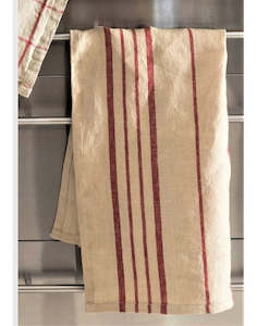 Tea Towels: Karma Red Stripes Tea Towel