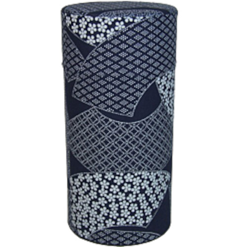 Tea Canister - Blue and white patchwork t leaf T