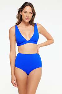 Cobalt Honeycomb Texture Bikini V Top