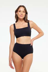 Black Honeycomb Texture High Waist Brief