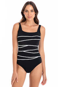 Chlorine Resistant Square Binding One Piece Swimsuit