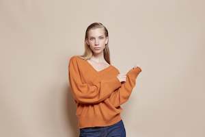 Wide Sleeve V Neck Sweater