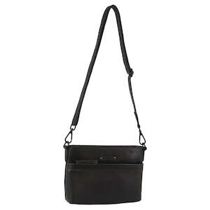 Clothing: Pierre Cardin Leather Cross-Body Bag - Black