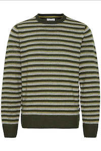 Clothing: Blend Striped Knit Sweater - Rosin