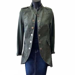 Suzy D Printed Military Jacket - Olive