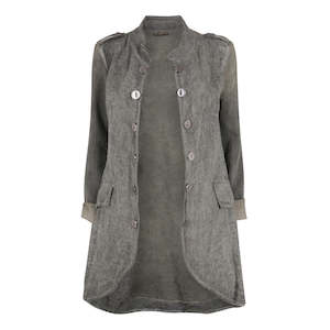 Clothing: SUZY D LINEN MILITARY JACKET - OLIVE