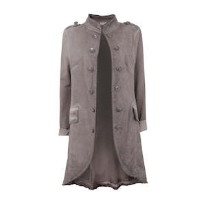 Suzy D Distressed Military Jacket - Taupe