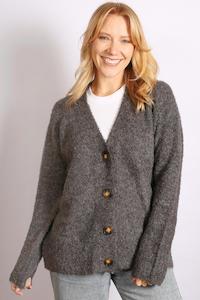 Sabena Button Up Cardigan - Charcoal