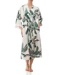 Clothing: Romy Mid Length Wrap - Green Tropical Leaf