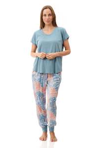 Clothing: Tanika Ski Pyjamas - Mango Lagoon