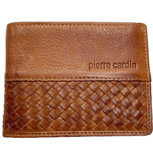 Pierre Cardin Woven Men's Leather Wallet - Dark Tan