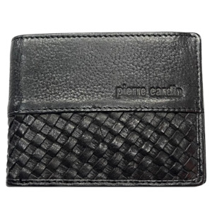 Pierre Cardin Woven Men's Leather Wallet - Black