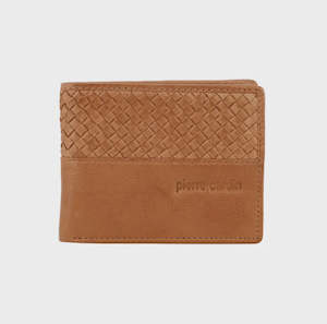 Pierre Cardin Woven Embossed Men's Tri-Fold Wallet - Dark Tan