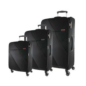 Pierre Cardin 3-Piece Soft Shell Luggage Set - Black