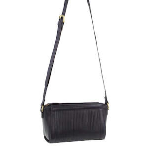 Clothing: Pierre Cardin Leather Pleated Design Crossbody Bag - Navy