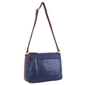 MILLENI INDIGO/CHESTNUT NAPPA LEATHER HANDBAG