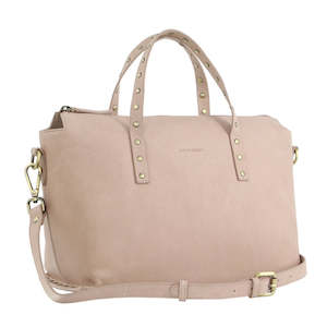 Clothing: PIERRE CARDIN STUD DETAILED LEATHER TOTE BAG - DUSTY PINK