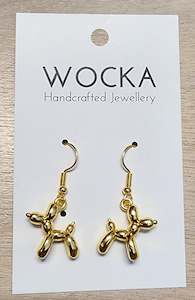 Gold Balloon Dog Earrings