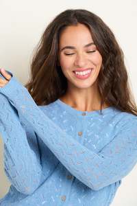 Clothing: Wave Pointelle Knitted Cardigan