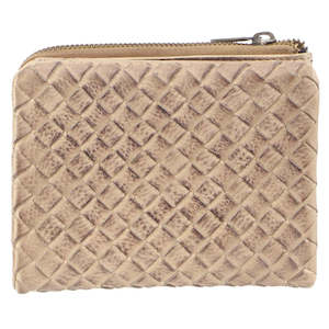 PIERRE CARDIN BEIGE WOVEN LEATHER WALLET