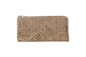 PIERRE CARDIN LATTE WOVEN LEATHER WALLET