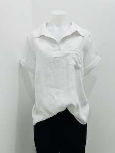 G7 Tia Linen Top - White