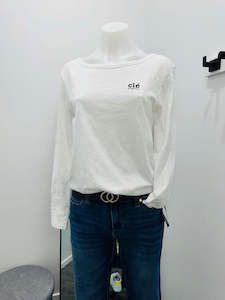 Clothing: CLE LAYLA L/S TEE - WHITE LOGO