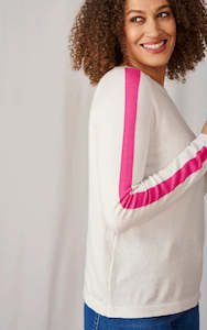 Clothing: ARM STRIPE JUMPER - ECRU/HOT PINK-online clearance