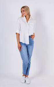 Clothing: G7 Adele Linen Shirt - White