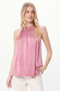 Suzy D Holey Satin Halter Neck - Rose