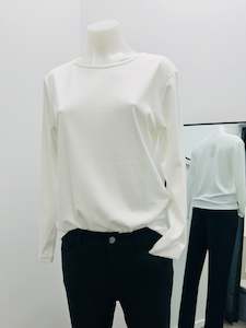 Clothing: Givoni Long Sleeve Crew Neck Top - Ivory