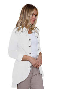 Clothing: LINEN MILITARY JACKET - WHITE