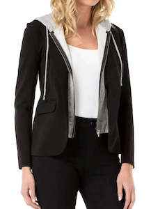 Liverpool Boyfriend Blazer with Removable Hood - Black