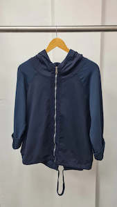 Suzy D - Stretch Cotton Jersey Mix Hoody Jacket - Navy