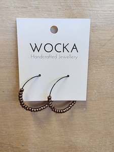 Bronze Beaded Black Hoops